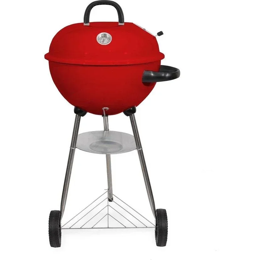 BBQ Holzkohlegrill auf Rädern - 47x76 cm - Edelstahl - Rot