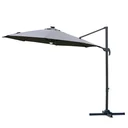 Sonnenschirm 3x3m Ampelschirm Roma Schirm mit Solar-LED-Lichtern 360° drebar neigbar Alu Dunkelgrau