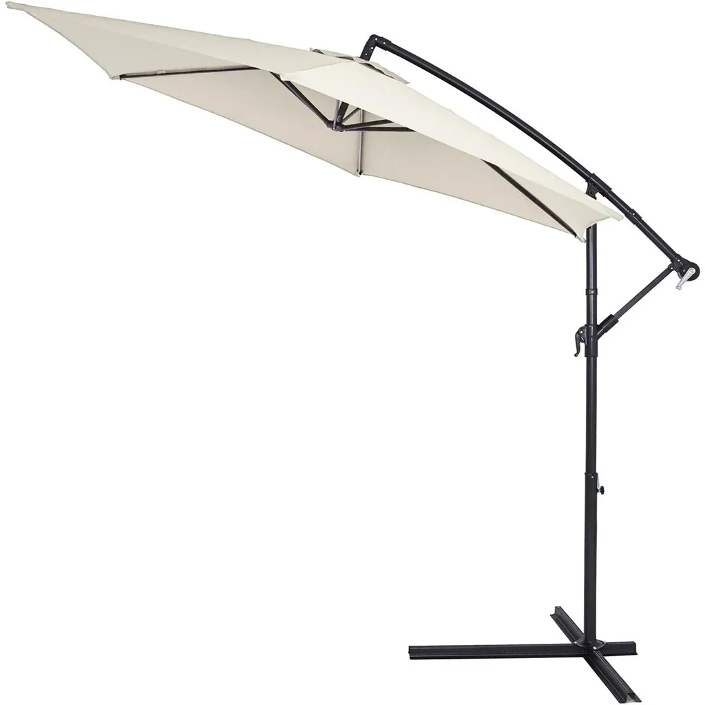 Sonnenschirm Zusammenlegbarer Aluminiumschirm Beige mit Pendel Ø 330 cm