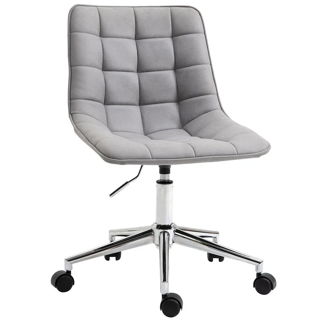 Bürostuhl Drehstuhl Schreibtischstuhl höhenverstellbar 360° drehbar Mikrofaser Schaumstoff Hellgrau 60x 60x90 cm