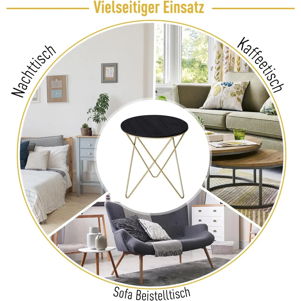 Beistelltisch mit schwarzer Holzplatte
