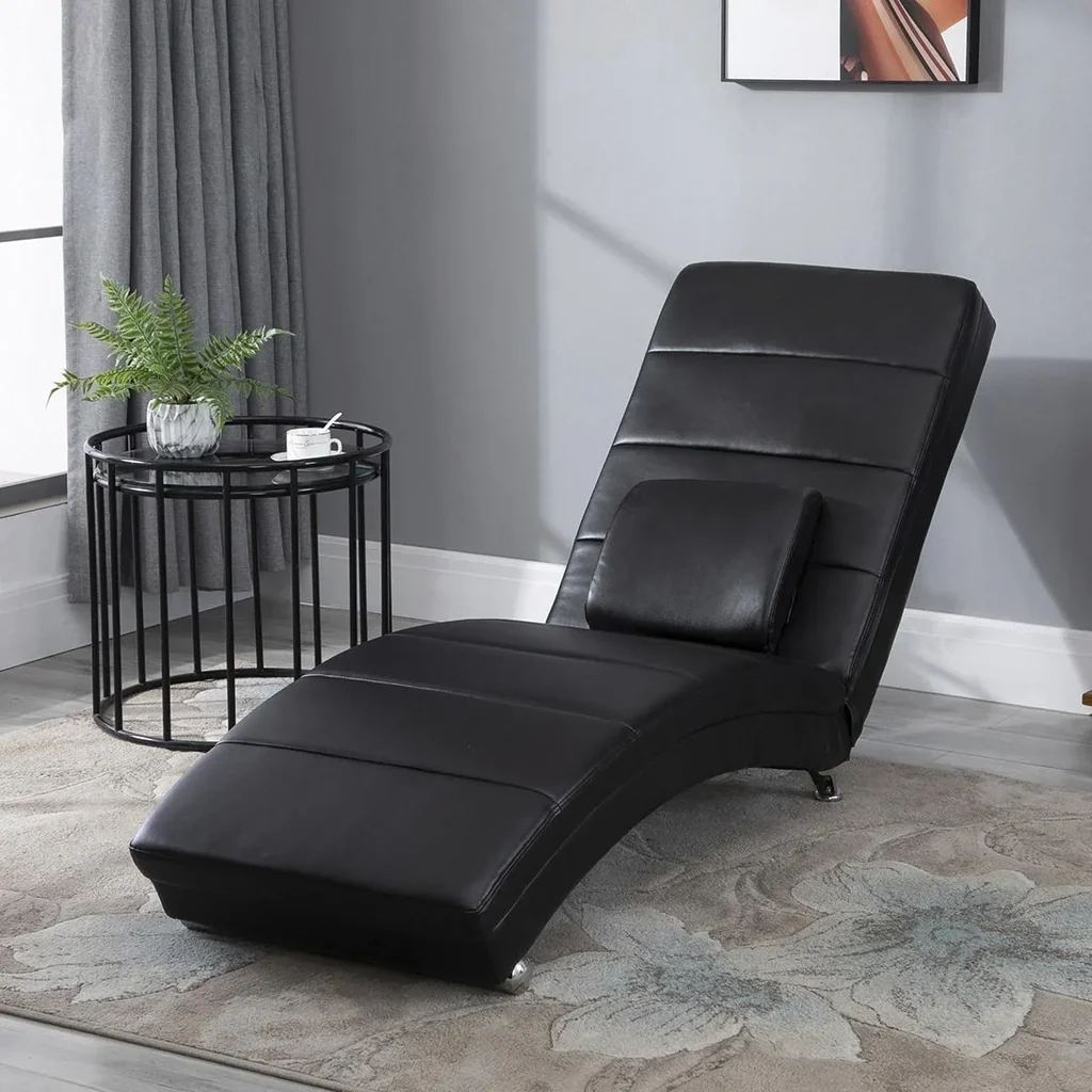 Fernsehsessel mit Zero-G Design, Lounge, Sessel, Liege, Kunstleder, MDF, Metall, Schaumstoff, Schwarz, 58 x 163 x 87 cm