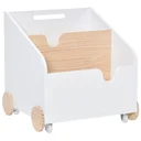 Kinderbücherregal mit Räder Bücherregal für Kinder Aufbewahrungsregal Spielzeugregal mit großem Stauraum MDF Kiefernholz
