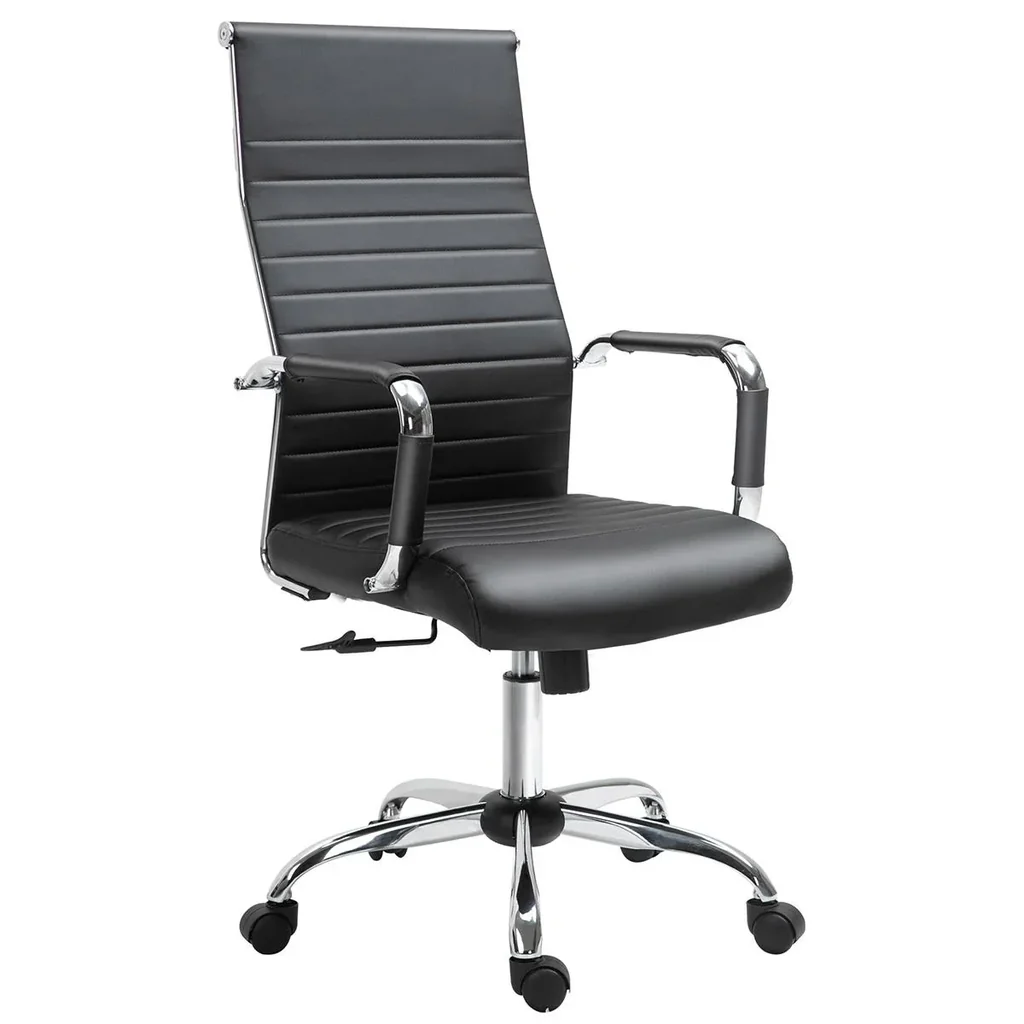 Bürostuhl Gaming Drehstuhl Chefsessel Wippfunktion höhenverstellbar gepolstert ergonomisch PU-Leder Schaumstoff Schwarz