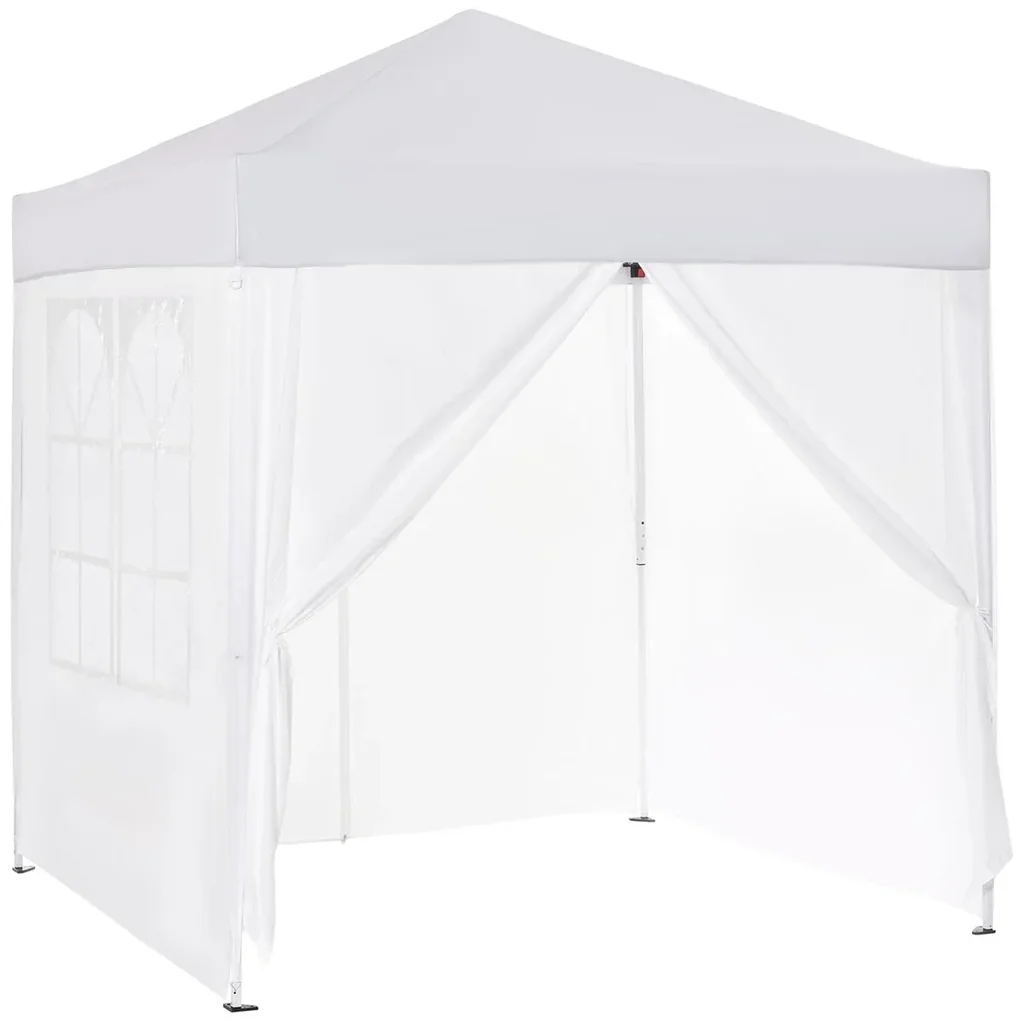 Pavillon 3x3m Faltpavillon 4 Seitenwände mit Fenster Tür mit Reißverschluss Festzelt Gartenzelt Pop-Up-Pavillon inkl. He