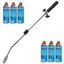 Kinzo Unkrautbrenner-Set mit 6 Gasflaschen und Gasbrenner