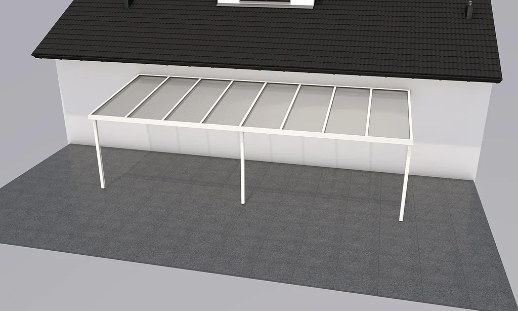 Terrassendach Premium, weiß, 8125 x 3060 mm - Polycarbonat Stegplatten 16 mm, opal
