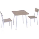 3-teilige Essgruppe Sitzgruppe Esstisch Set Holztisch Naturholzmaserung mit 1 Tisch + 2 Stühlen