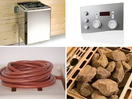 Technikpaket für Saunahaus Serie 533, 9,0 KW Ofen mit Anschlußkabel und Steuergerät
