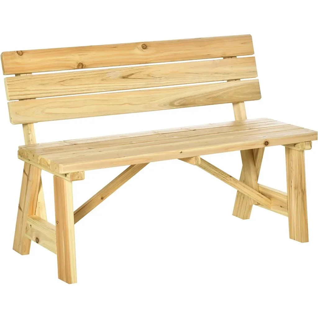 Gartenbank 2-Sitzer Parkbank aus Holz Sitzbank bis 220 kg Bank Terrassenbank mit Rückenlehnen Gartenmöbel Massivholz 116