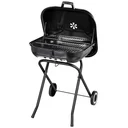 Holzkohlegrill mit Rädern, Grillwagen, Metall, schwarz