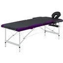 Klappbarer Massagetisch 2 Zonen Aluminium schwarz und lila