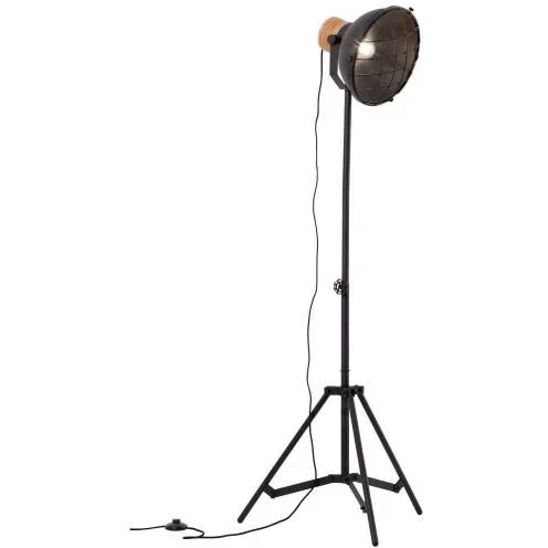 Stehleuchte Emma bundesweit mat Holzschwarz Holzbrun 60W Ø 25 cm