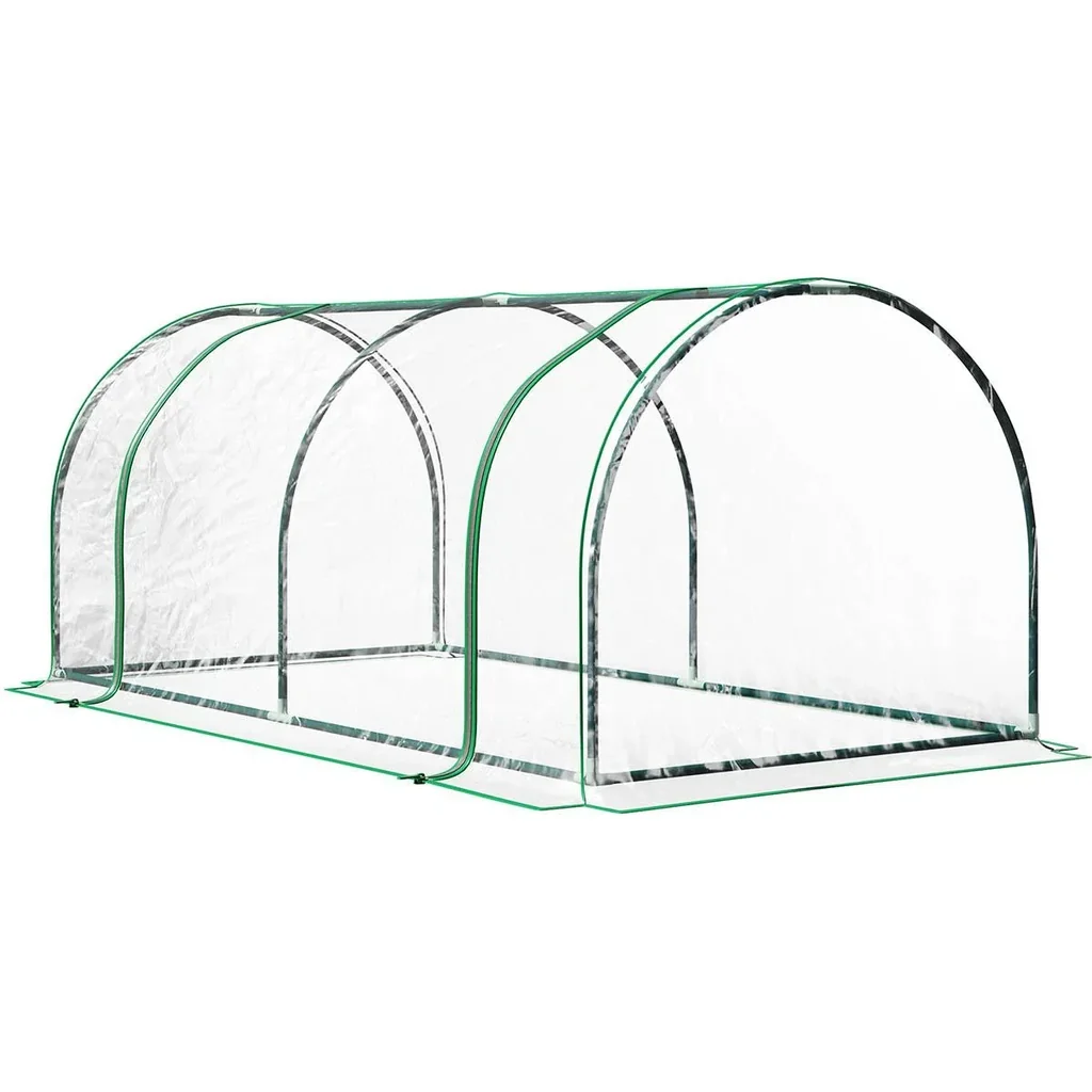 Gewächshaus, Treibhaus mit Tür, Frühbeet, Pflanzenhaus, Pflanzenaufzucht, Stahl PVC, 200 x 100 x 80 cm