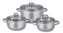 Topfset "Universal" 6-teilig, Edelstahl, Induktionsboden, Liter-Messskala innen