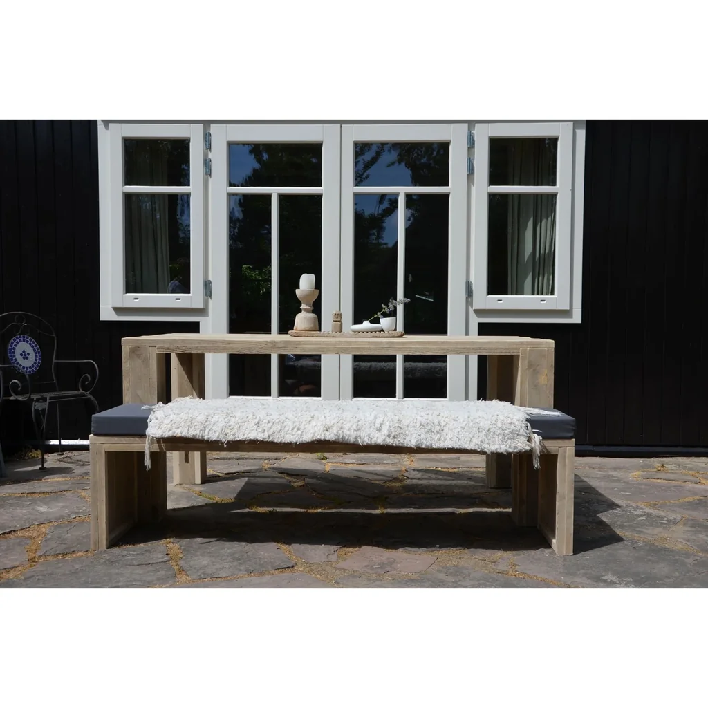 Gartenbankgerüst Holz 220 cm inkl. Wasser- und schmutzabweisendem Kissen Anthrazit