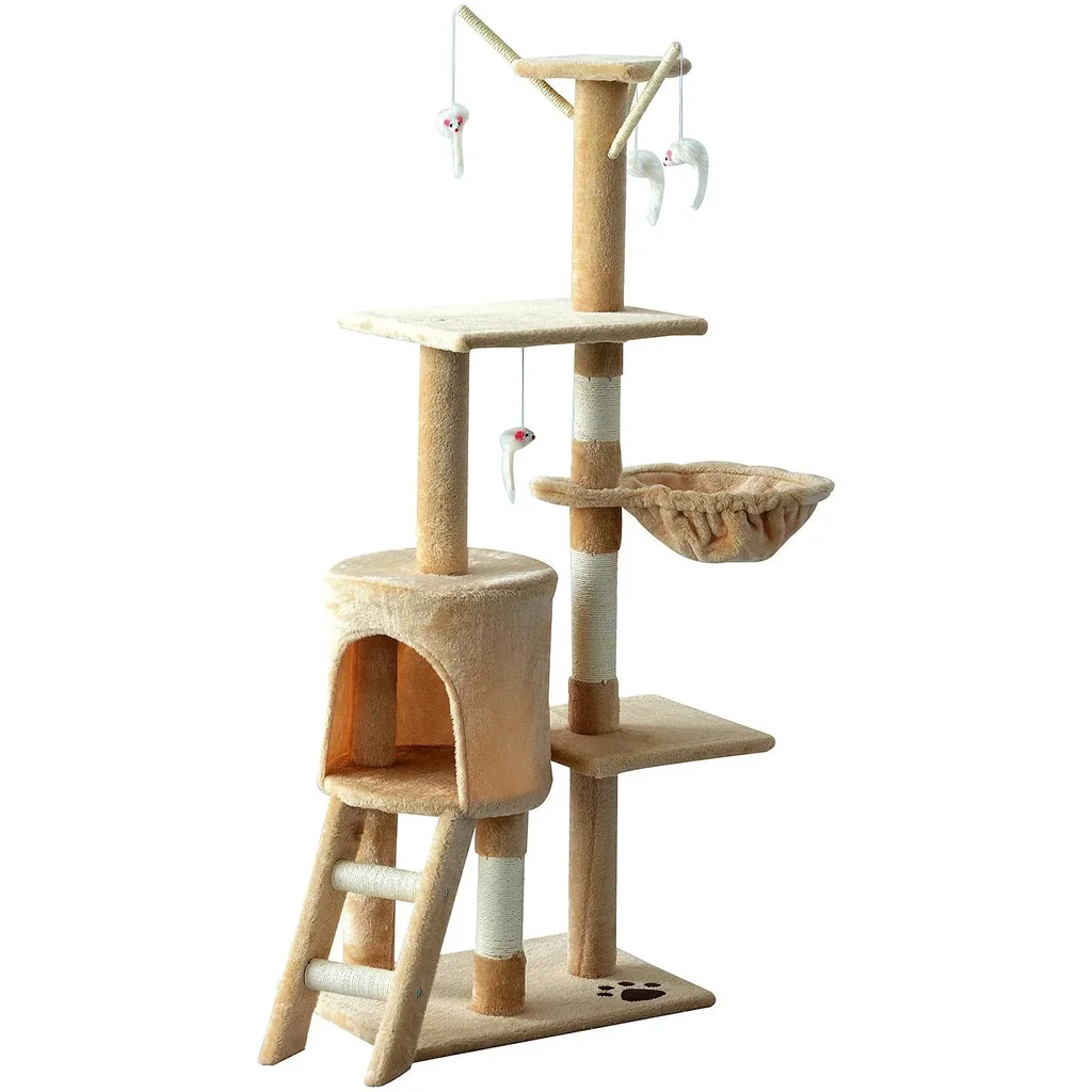Katzenbaum Kratzbaum Katzenkratzbaum Kletterbaum 4 Spielzeug Beige