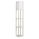 Stehleuchte Stehlampe mit 3 Regalen Innenbeleuchtung E27 bis 40W für Wohn-/Schlafzimmer E1-MDF, Acryl Eiche+Weiß 26 x 26