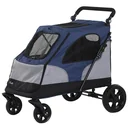 Hundebuggy Hundewagen mit 4 Räder Haustierbuggy für mittelgroße Hunde faltbar Oxford Blau+Grau 104,5 x 68,5 x 110 cm