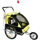2 in1 Kinderfahrradanhänger Fahrradanhänger Kinder Radanhänger mit Fahne/ Jogger gelb-schwarz