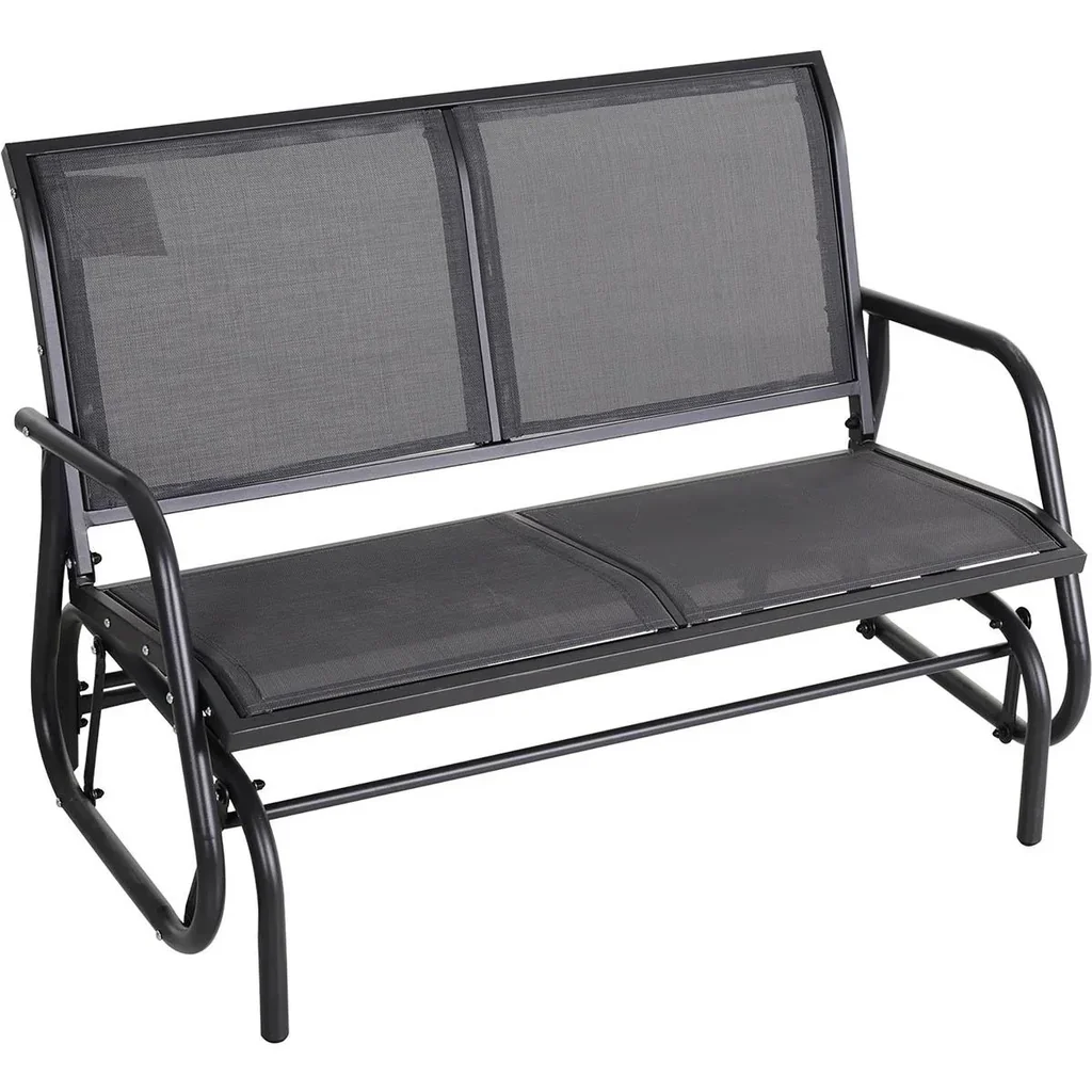 Schaukelbank 2-Sitzer Gartenbank Gartenschaukel Sitzbank Parkbank Metall Gartenmöbel Grau 120 x 70 x 88 cm