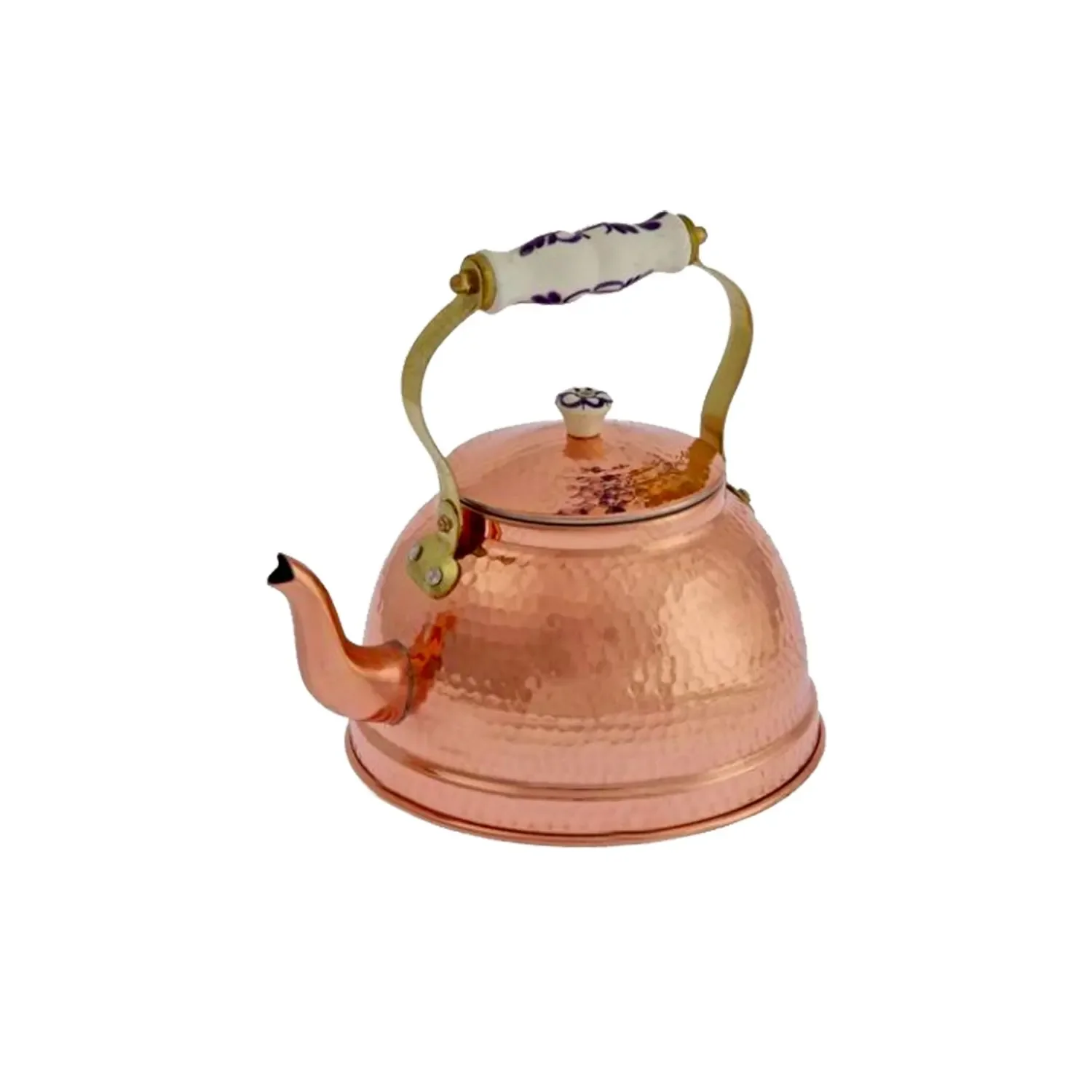 Wasserkessel, Teekessel - aus Kupfer, Gehämmerte, Mit Porzellangriff, 1,5L