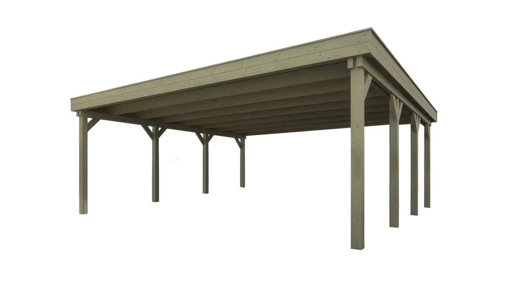 Doppelcarport 609 Gr. 1, 600 x 614 x 240 cm, kesseldruckimprägniert mit Trapezblech-Dach
