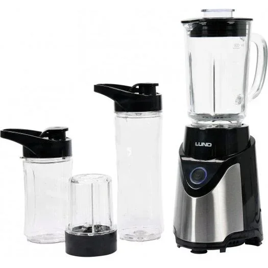 LUND Smoothie Mixer - 500W - 240V - 14x14x34,5cm (Länge x Breite x Höhe) mit 2 Flaschen