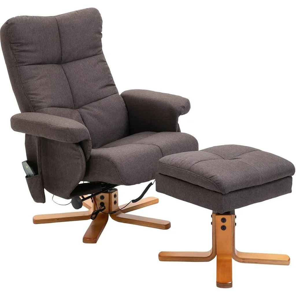 Massagesessel mit Fußhocker Relaxsessel Fernsehsessel TV Sessel 145°-Neigung Polyester Braun 80 x 86 x 99 cm