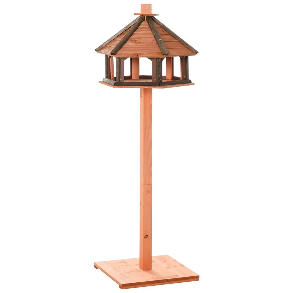 Vogelhaus hölzerner Vogelvilla Futterhaus Vogelständer Vogel-Tischvogelhaus Spielstand mit wasserfestem Dach für den Aus