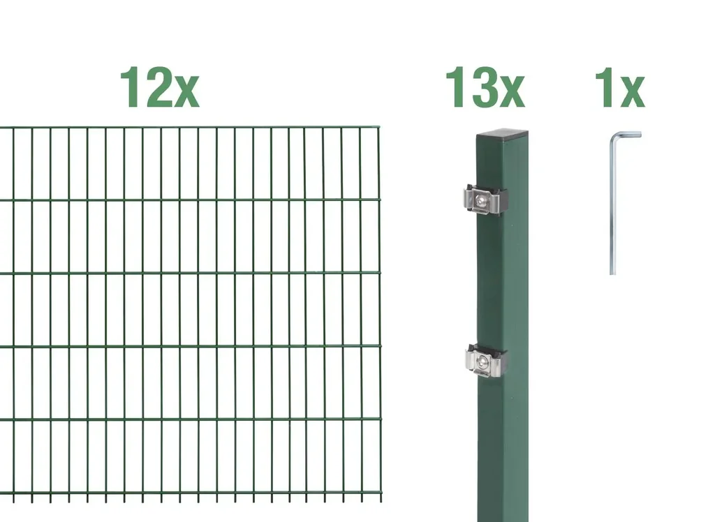 Doppelstabmattenzaun Komplettset, grün, Höhe 100 cm, Länge 24 m