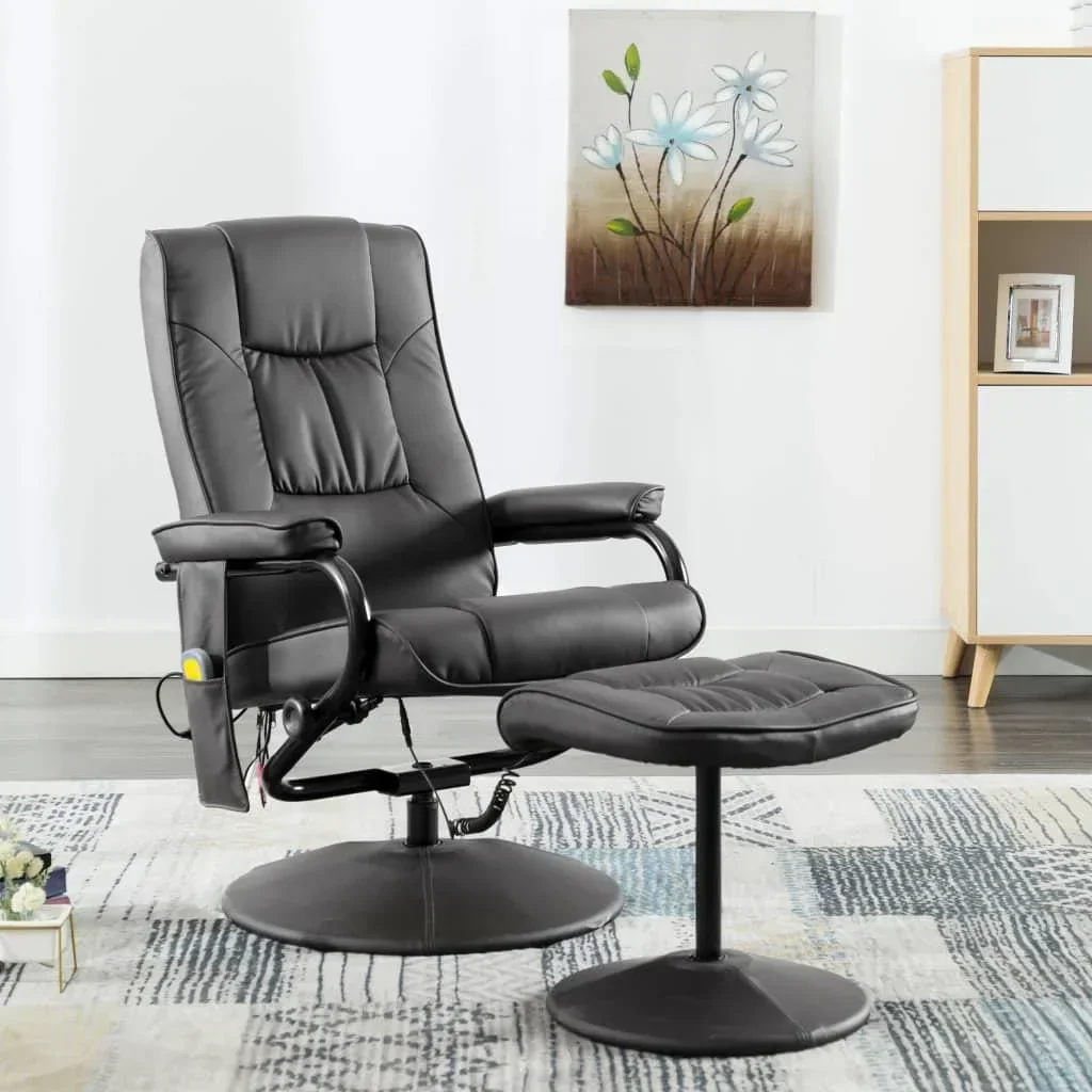 Massagesessel mit Fußhocker Kunstleder grau