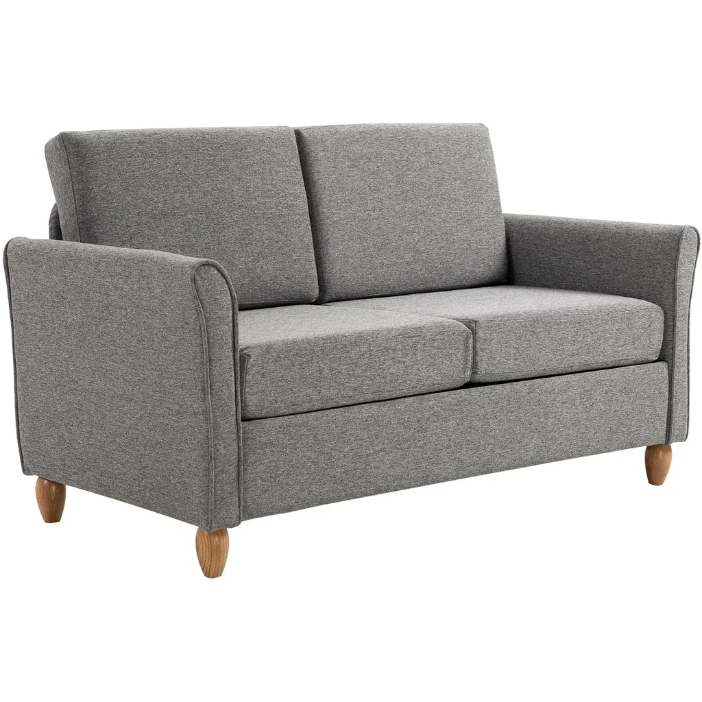 Doppelsofa 2-Sitzer-Sofa abnehmbar mit Kissen 200 kg-Belastbarkeit Leinen Schaumstoff Hellgrau 141 x 65 x 78 cm