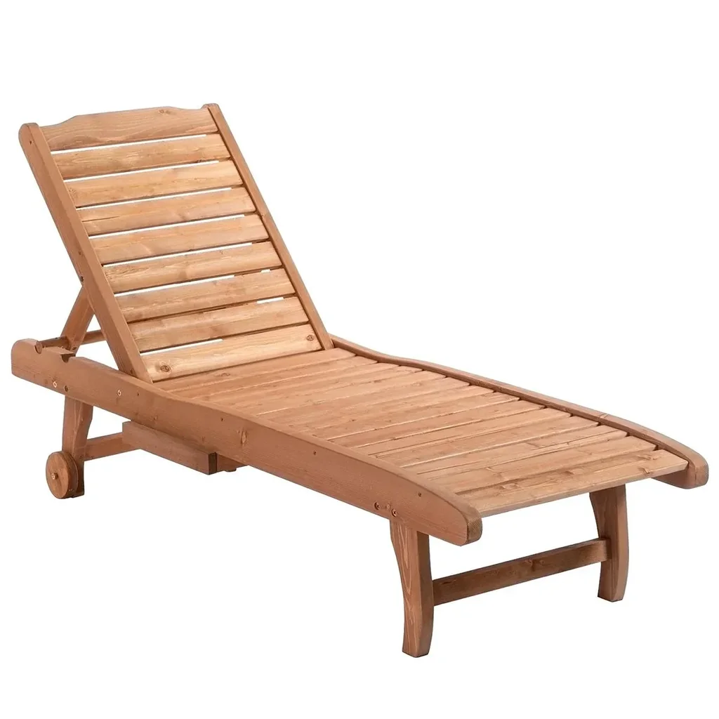 Sonnenliege Mobile Gartenliege Liegestuhl Strand Liege Tannenholz Braunrot