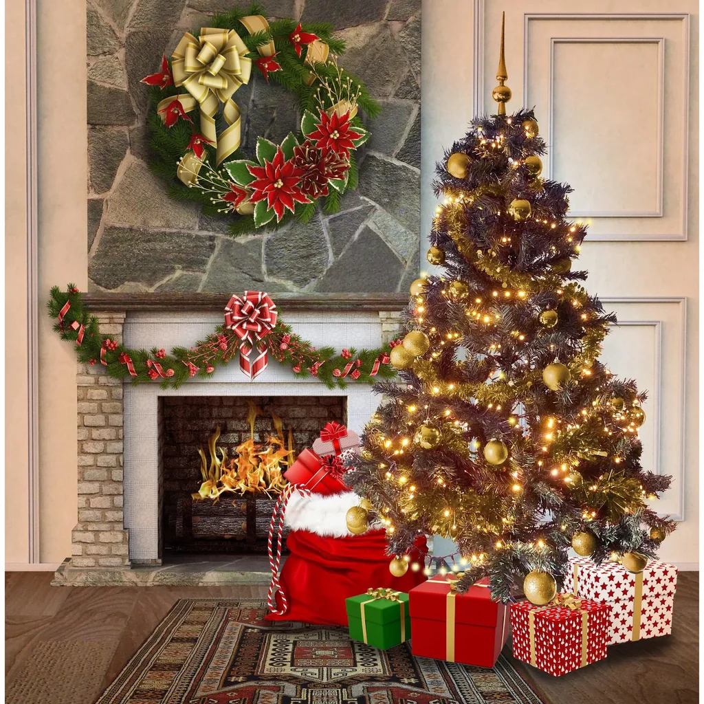 Schwarzwälder Weihnachtsbaum-Paket 150cm Gold + Weihnachtskugeln + Weihnachtslichter + Weihnachtsgirlande + Pik