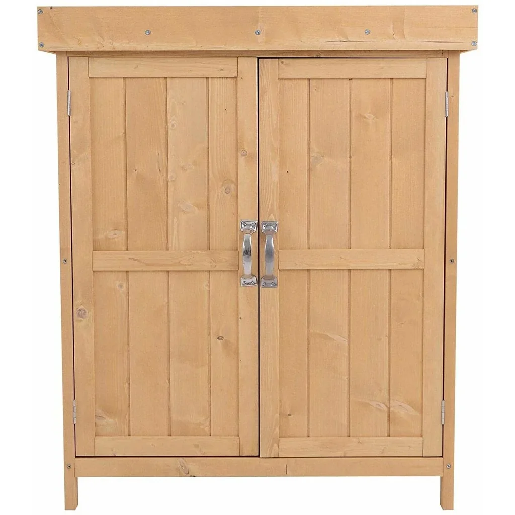 Geräteschuppen Gartenschrank 2 Fächer Tannenholz Natur