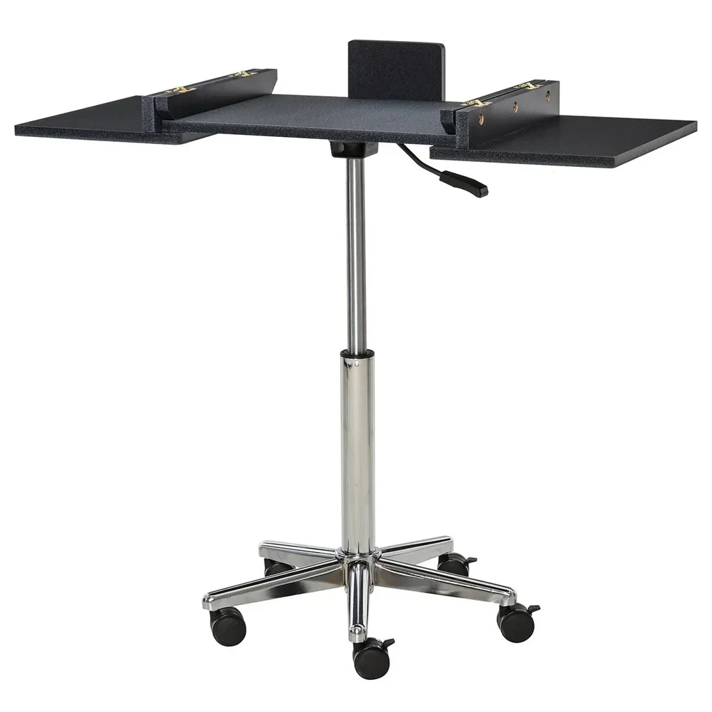 Laptoptisch Laptop Ständer Notebooktisch mit Rollen höhenverstellbar klappbar Computer Tablet Stahl + MDF Schwarz 90,5 x