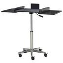 Laptoptisch Laptop Ständer Notebooktisch mit Rollen höhenverstellbar klappbar Computer Tablet Stahl + MDF Schwarz 90,5 x