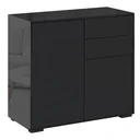 Standschrank Aufbewahrungsschrank Mehrzweckschrank Aktenschrank Kommode 2 Schublade 2 Türen E1 Spanplatte Schwarz 79 x