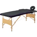 Klappbarer Massagetisch 2 Zonen Holz schwarz