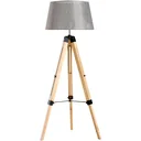Stehlampe Dreibein höhenverstellbar 99-143cm E27 Kiefer Grau