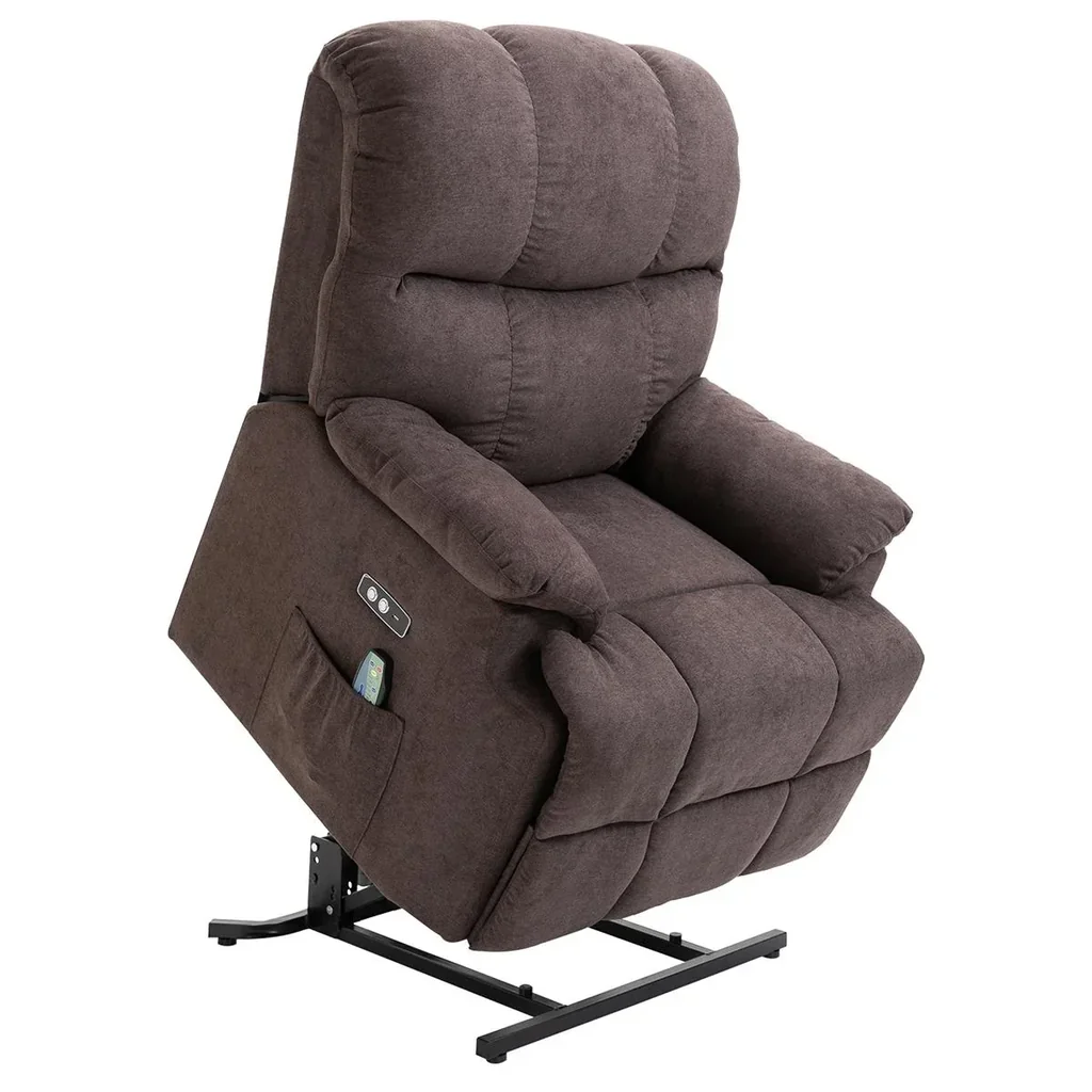 Massagesessel Aufstehhilfe elektrischer Relaxsessel mit Wärmefunktion verstellbarer Winkel USB Fernbedienung Kurzplüsch
