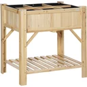 Hochbeet Holz mit 6 getrennten Anbauflächen Pflanztisch Blumenkasten Vliesstoff Natur 78,5 x 58 x 81 cm