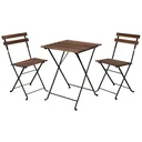 NL Pro Garden Bistro Set 3-teilig - 71x55x54 cm - Holz Dunkelbraun/Schwarz Metall