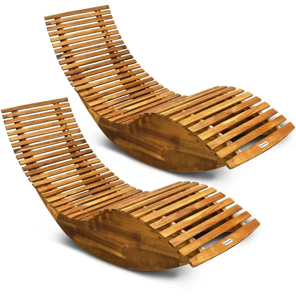 Ergonomischer Schaukelstuhl Akazienholz FSC zertifiziert - 2 Stück