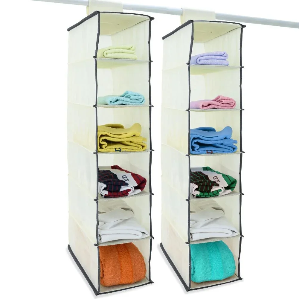 2x Garderobenbügel mit 6 Fächern in beige/anthrazit