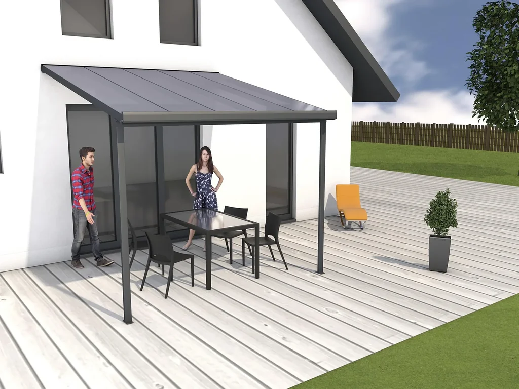 Terrassendach Bausatz, Farbe anthrazit, 4260 x 3060 mm