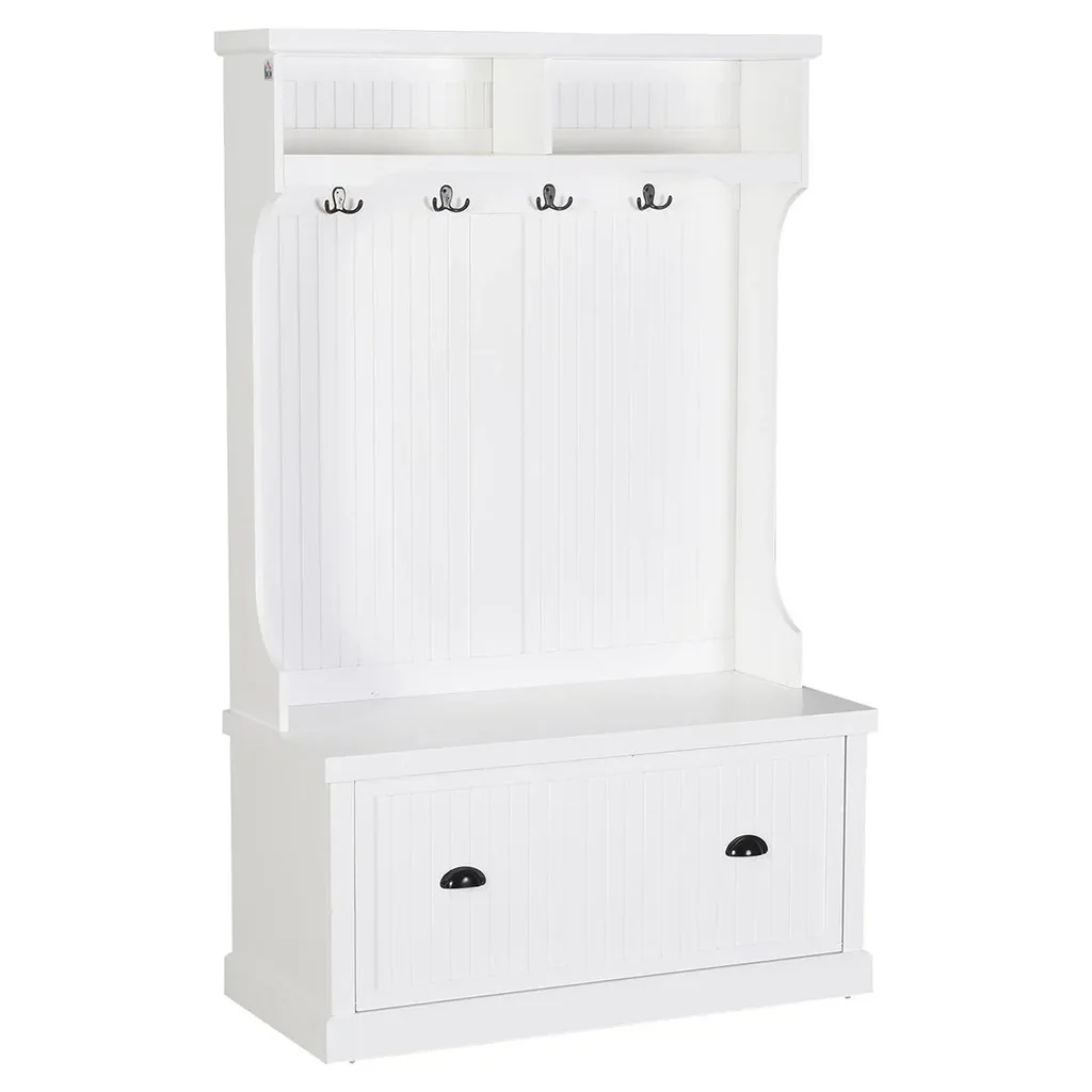 Garderobe mit Bank, weiß