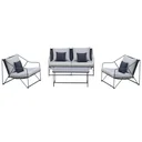 4-tlg. Gartengarnitur Gartenmöbel-Set Gartenliege Gartenset Sitzgruppe mit Couchtisch Sofa mit Kissen Outdoor Metall Gra