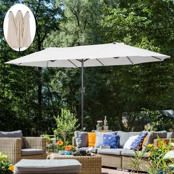 Sonnenschirm Gartenschirm Marktschirm Doppelsonnenschirm Terrassenschirm mit Handkurbel Oval